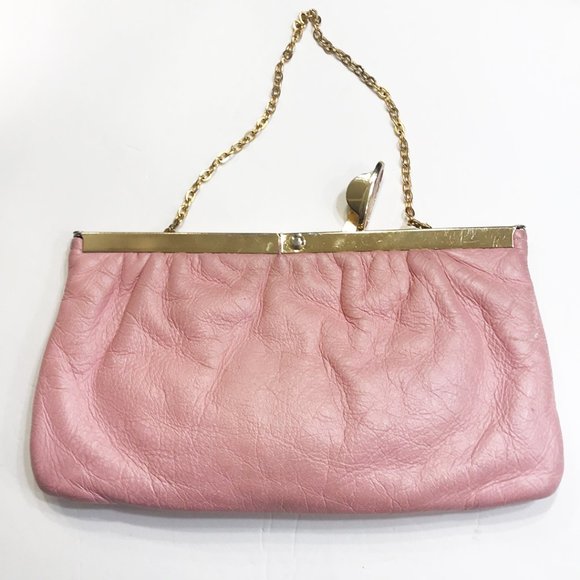 Vintage Etra 1960's Pink Genuine Pebbled Leather Clutch - Picture 6 of 12